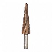 Сверло ступенчатое по металлу 4-12мм (9ступ) (Р6М5) HSS-COBALT, Hilberg ST0412