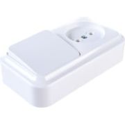 Блок ОП (выключатель 1-кл. + розетка без заземл.) бел. Bylectrica В-РЦ-521