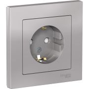 Розетка 1-м СП AtlasDesign 16А IP20 с заземл. защ. шторки в сборе алюм. SE ATN000344