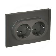 Розетка 2-м СП FORTE&PIANO FP323 16А с заземл. защ. шторки безвинт. крепл. сер. IEK FP-R24-16-1-K03