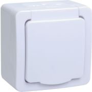 Розетка 1-м ОП Гермес Plus РСб20-3-ГПБб 16А IP54 с заземл. с крышкой бел. IEK ERMP12-K01-16-54-EC