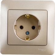 Розетка 1-м СП Glossa 16А IP20 с заземл. в сборе титан SE GSL000442