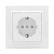 Розетка 1-м СП Минск 16А IP20 с заземл. защ. шторки бел. Basic EKF ERR16-028-100
