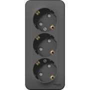 Розетка 3-м ОП Blanca 16А IP20 250В с заземл. защ. шторки с изолир. пластиной антрацит SE BLNRA011316