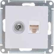 Розетка компьютерная + телевизионная 2-м AtlasDesign RJ45 кат.5E + TV механизм жемчуж. SE ATN000489