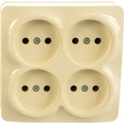 Розетка 4-м ОП 10А IP20 квадрат. без заземл. сл. кость IONICH 1453