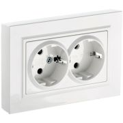 Розетка 2-м СП BRITE РС12-3-БрБ 16А в сборе с заземл. без защ. шторок бел. IEK BR-R21-16-K01-F