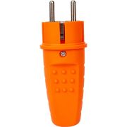 Вилка электрическая прямая 1ф 16А 250В IP44 с заземл. каучук оранж. (еврослот) UNIVersal 3031