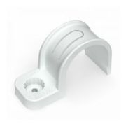 Скоба пластиковая односторонняя 20мм для монт.пистолета белая (уп.50шт.) Промрукав