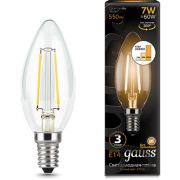 Лампа светодиодная Black 7Вт свеча 3000К тепл. бел. E14 520лм шаг. диммир. GAUSS 103101107-S