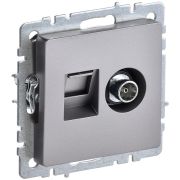 Механизм розетки двойной СП TV+RJ45 кат.5E BRITE РТВ/РК12-БрС сталь IEK BR-AK20-1-K46